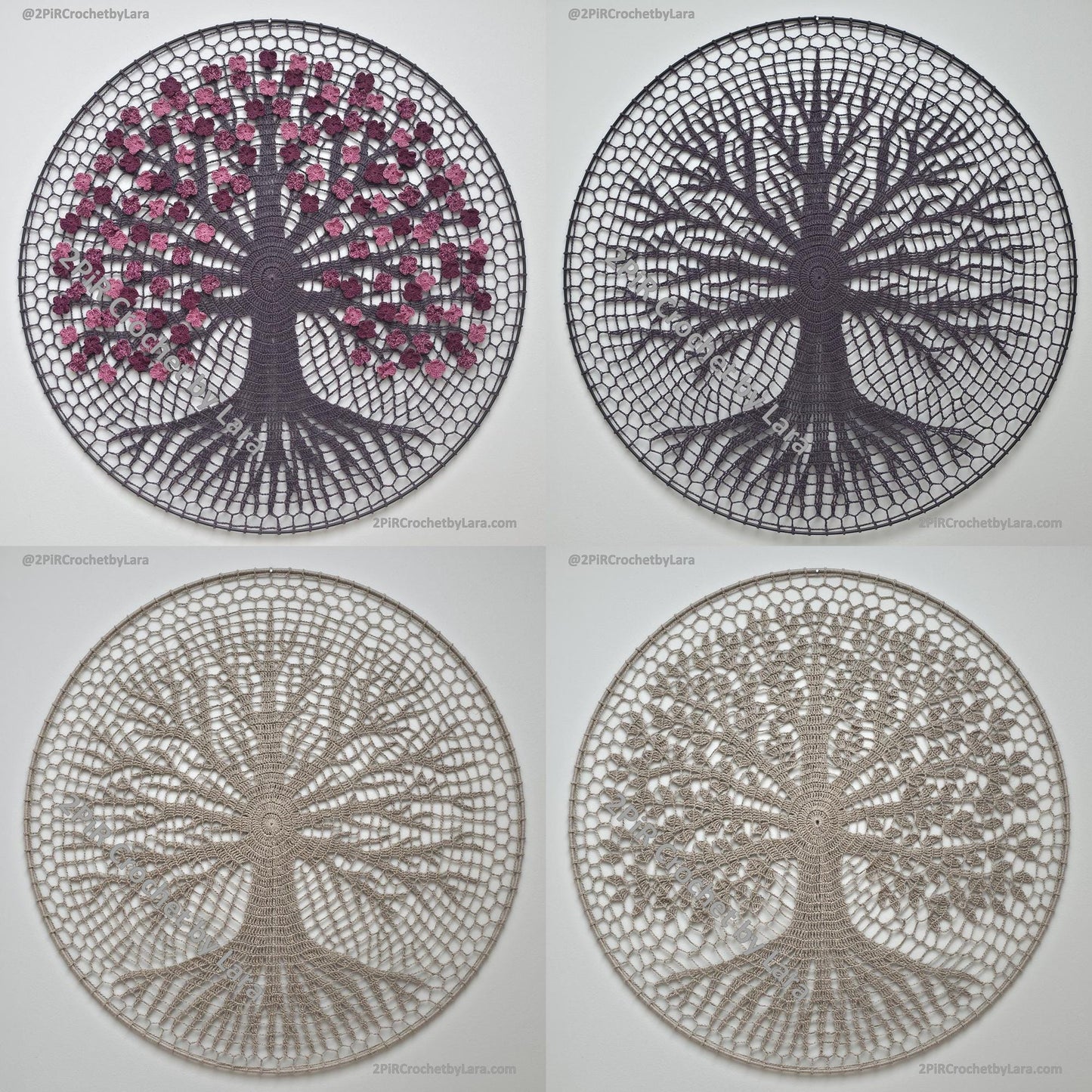 Tree of Life Mandala Set, 3 designs, Crochet Patterns PDF, 70 cm, English Only, Diagram, No Written Pattern