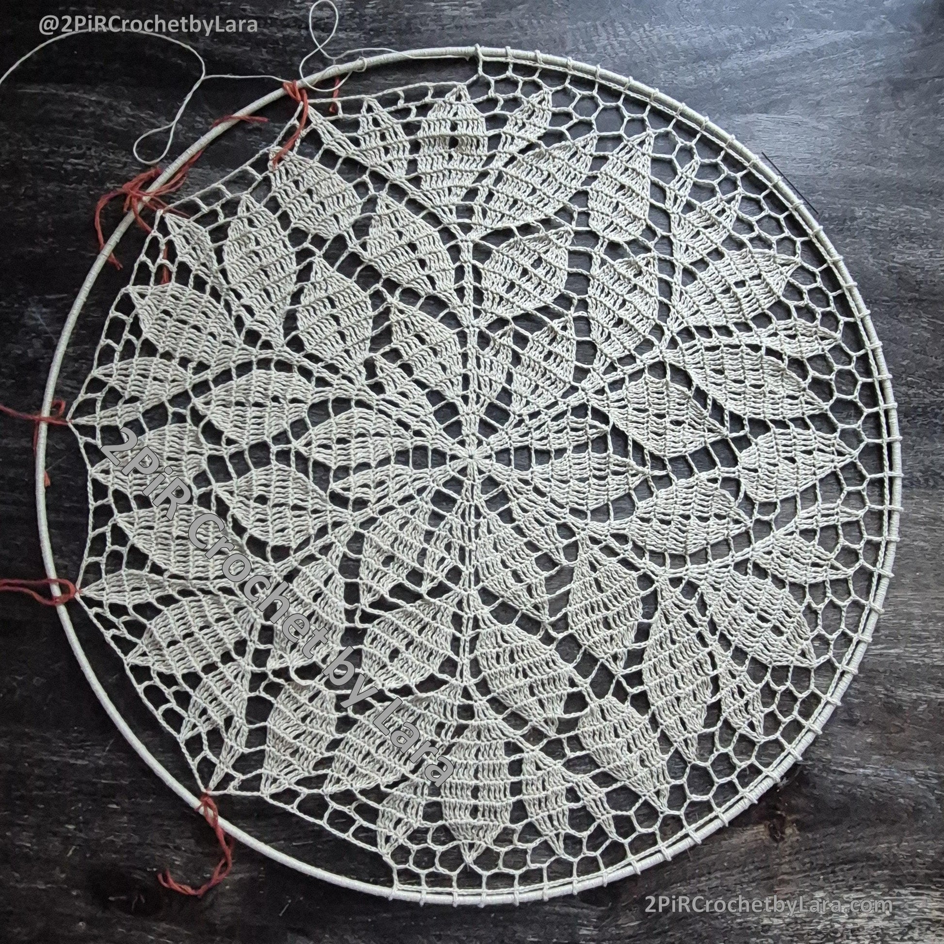 Crochet Mandala Pattern Leafy Vine , PDF, 60cm/24in, Diagram Only, English Only
