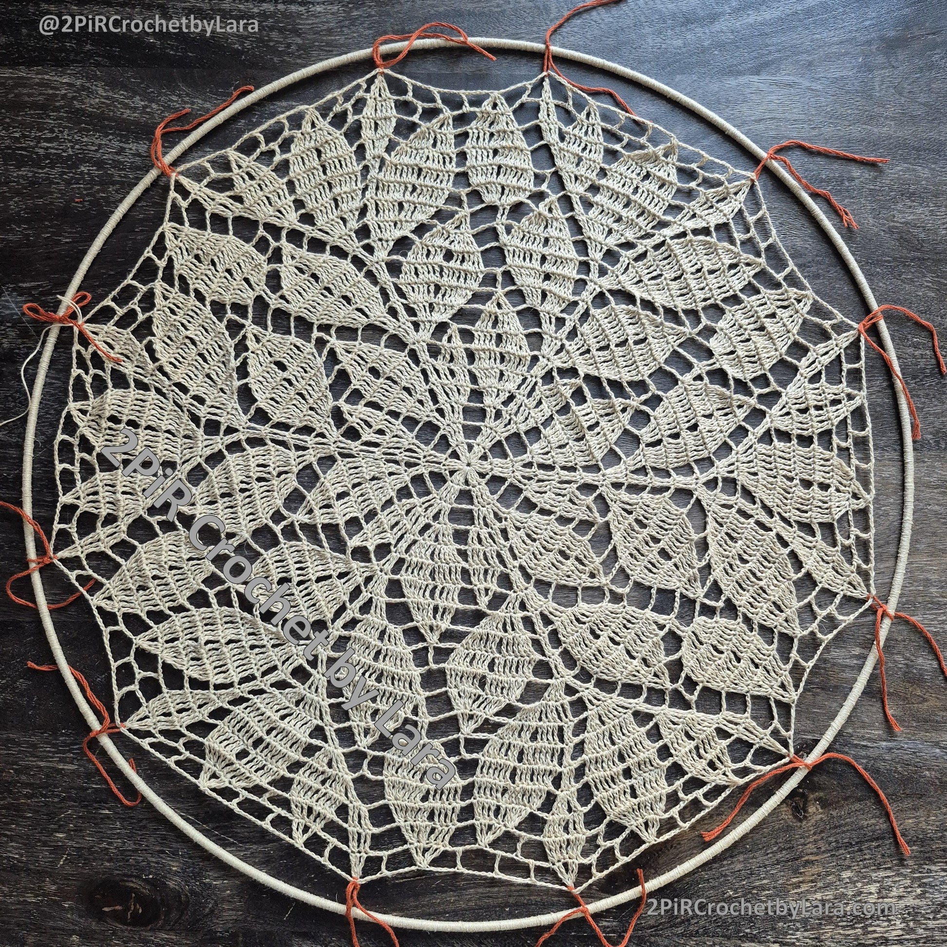 Crochet Mandala Pattern Leafy Vine , PDF, 60cm/24in, Diagram Only, English Only