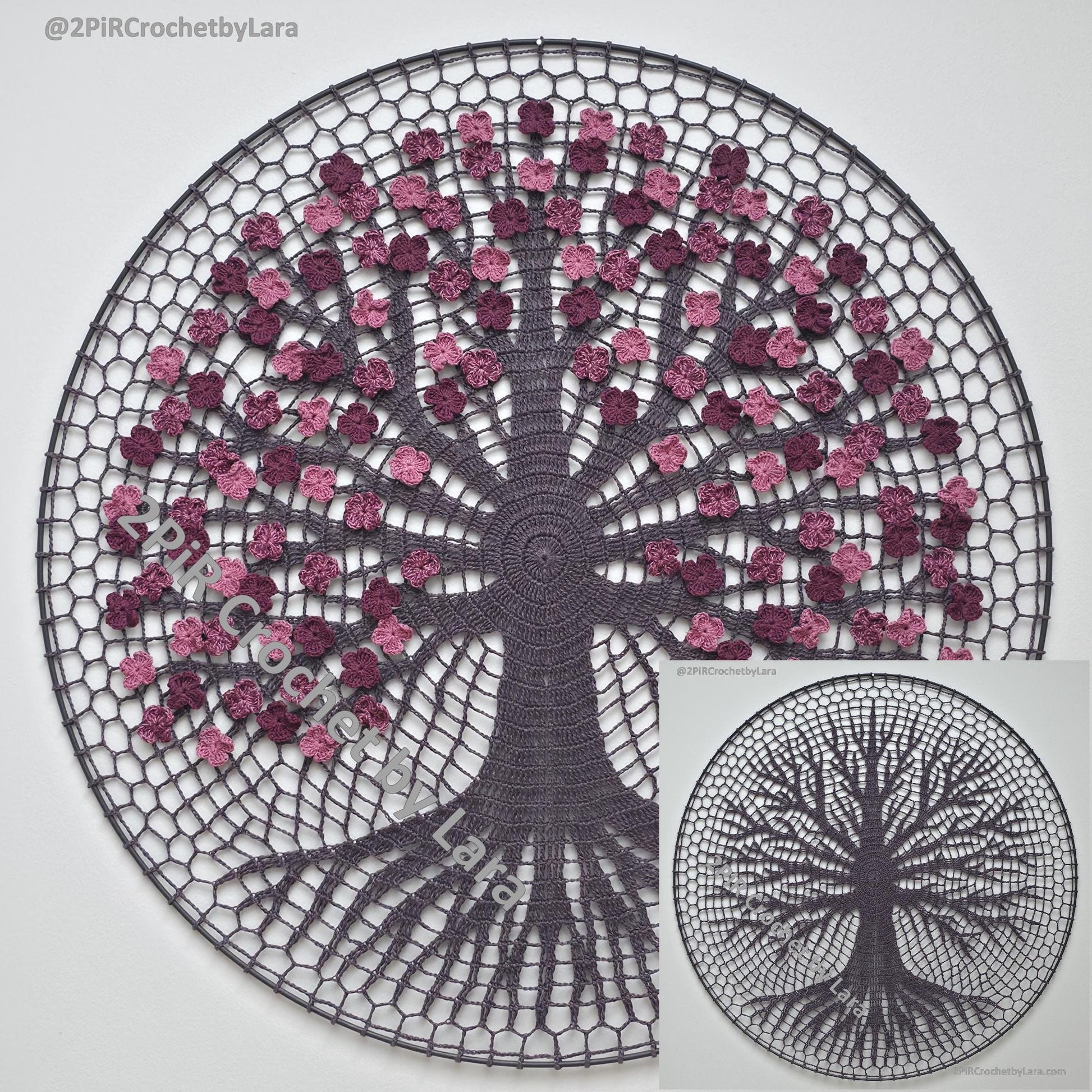 Winter & Blooming Tree of Life Mandala, PDF Crochet Pattern, 2-in-1 design, 70 cm, English Only, Diagram, No Written Pattern