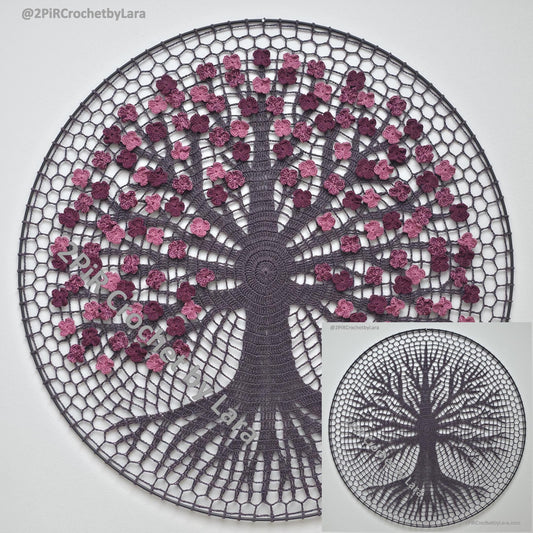 Winter & Blooming Tree of Life Mandala, PDF Crochet Pattern, 2-in-1 design, 70 cm, English Only, Diagram, No Written Pattern