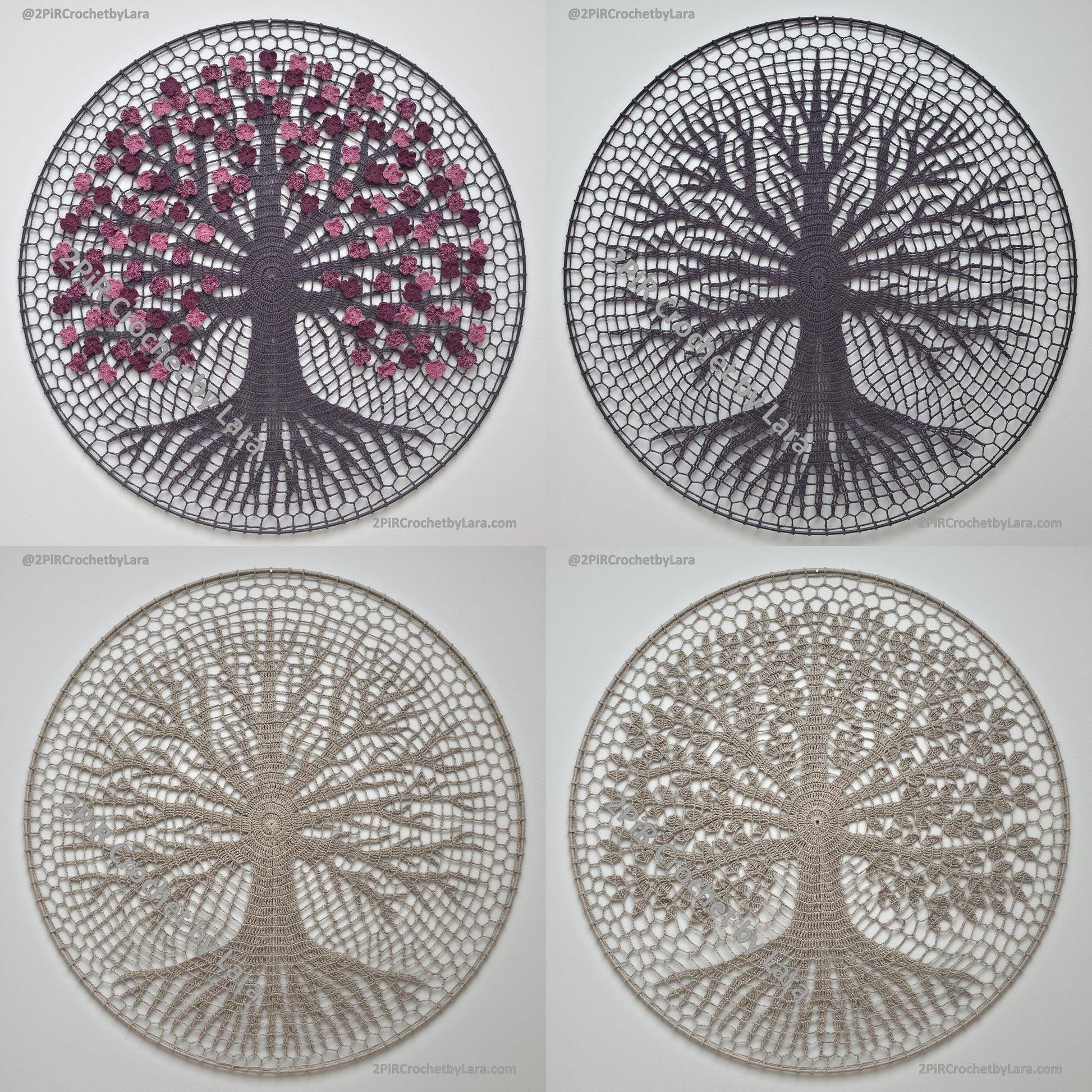 Tree of Life Mandala Set, 3 designs, Crochet Patterns PDF, 70 cm, English Only, Diagram, No Written Pattern