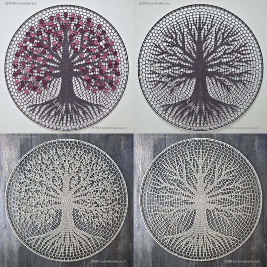 Tree of Life Mandala Set, 3 designs, Crochet Patterns PDF, 70 cm, English Only, Diagram, No Written Pattern